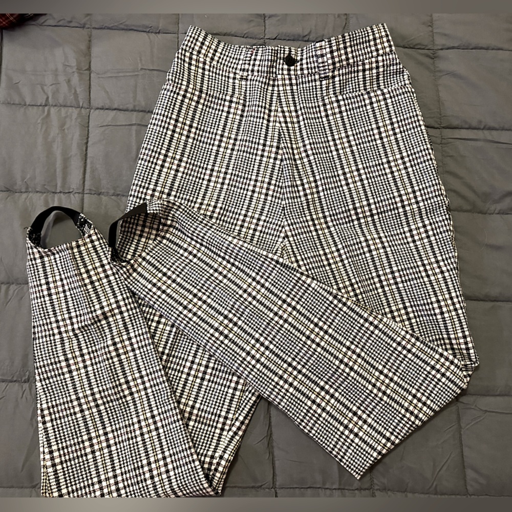 Vintage Black and White Plaid Stirrup Pants